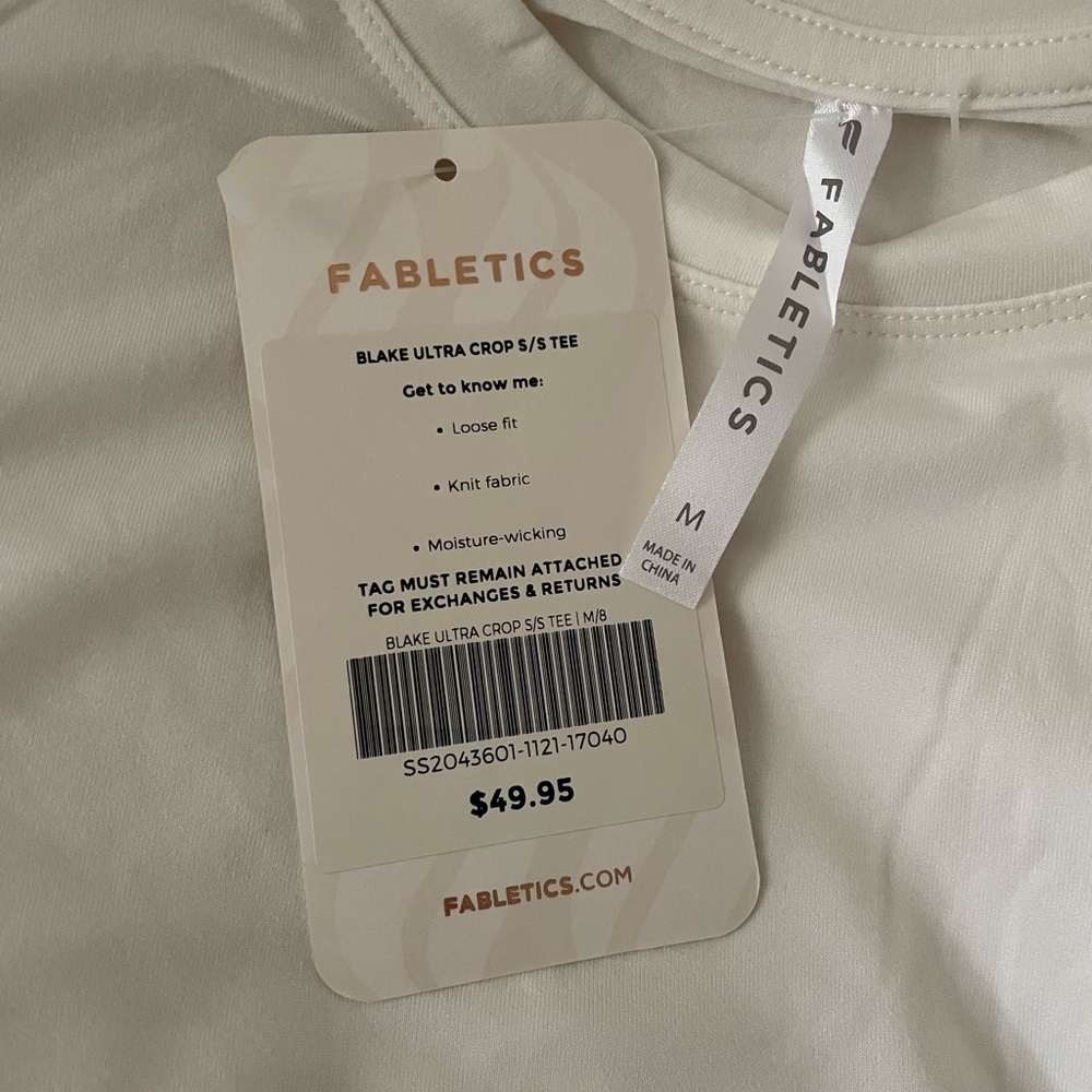 NWT FABLETICS LUX CROP WORKOUT TEE